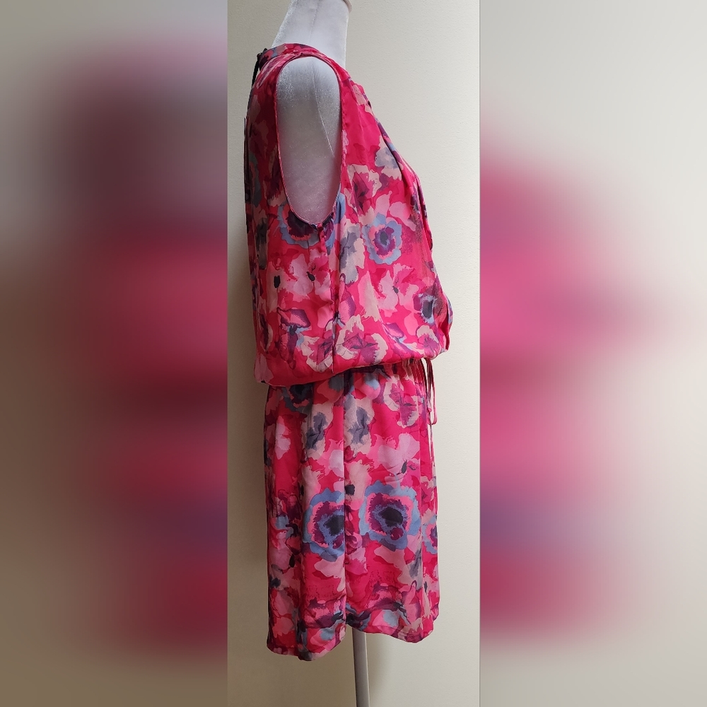 NWT Jasmine & Juliana Chiffon Pink Gray Floral Watercolor Dress Women's Size 6 - Picture 9 of 14